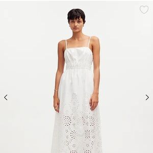 Embroidered Tank Midi Dress in Poplin